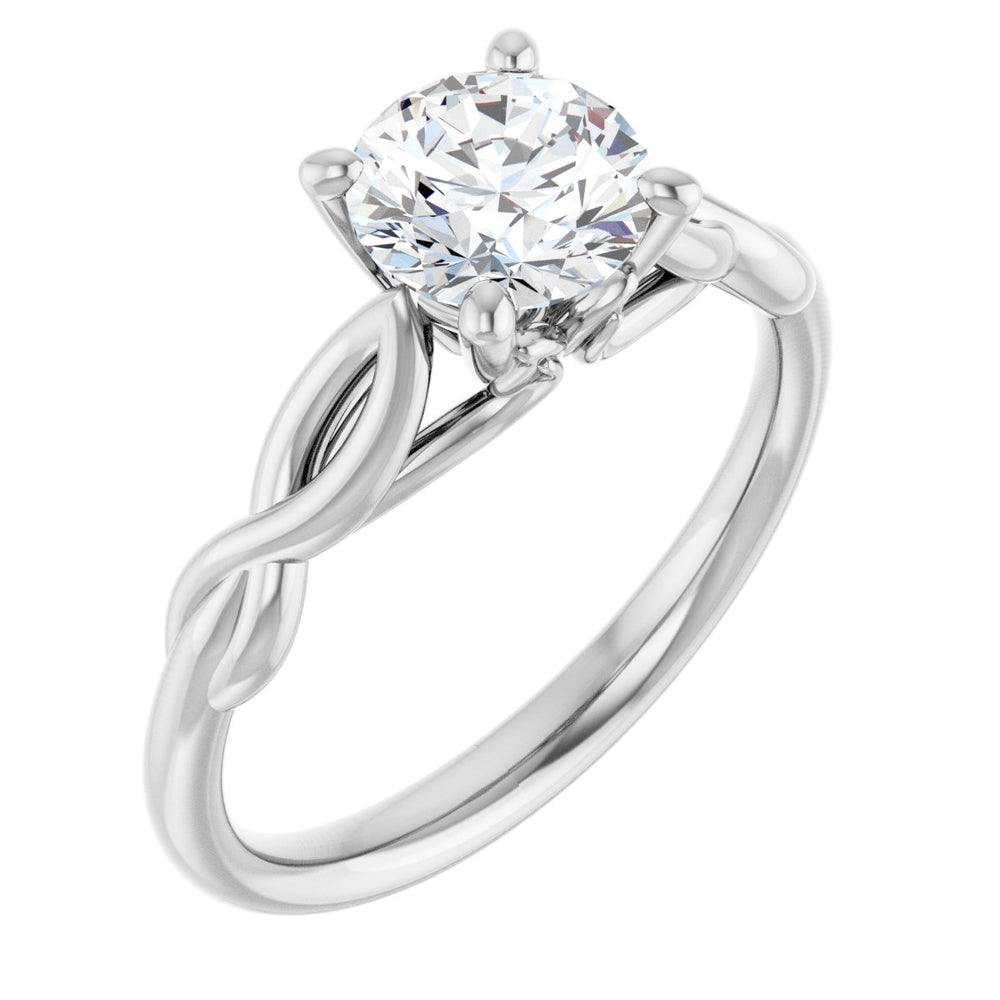 14K White Round 1 ct Engagement Ring