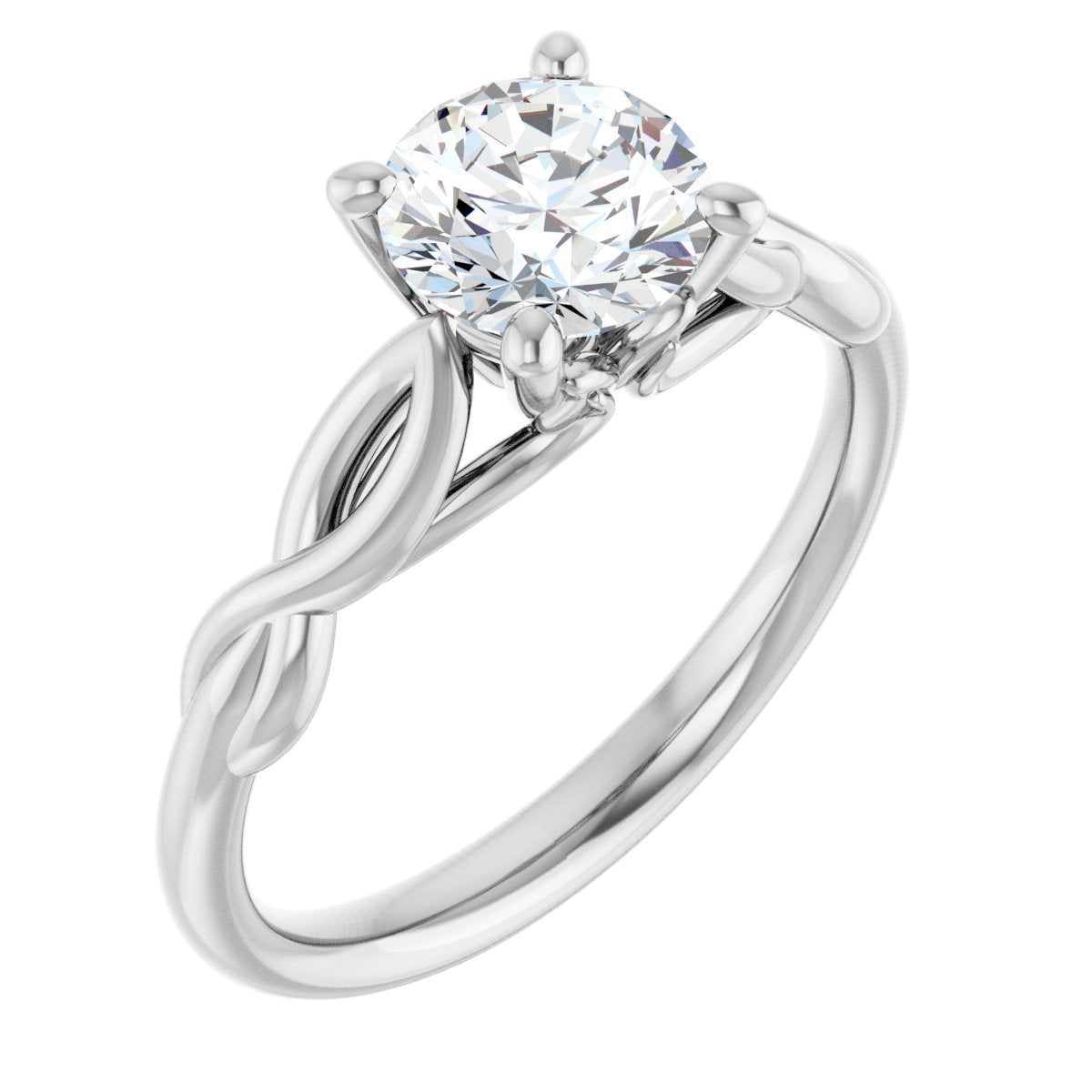 14K White Round 1 ct Engagement Ring