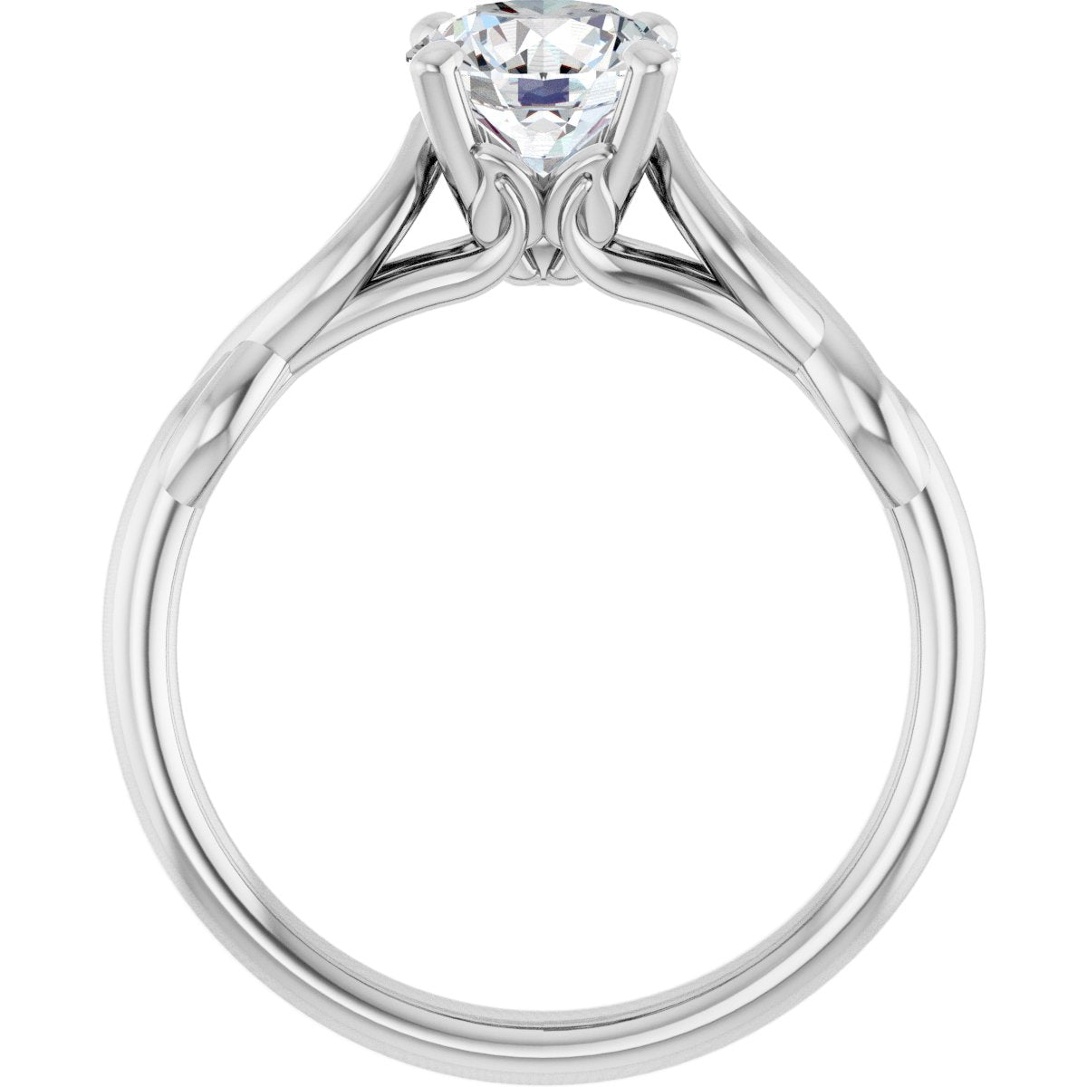 14K White Round 1 ct Engagement Ring