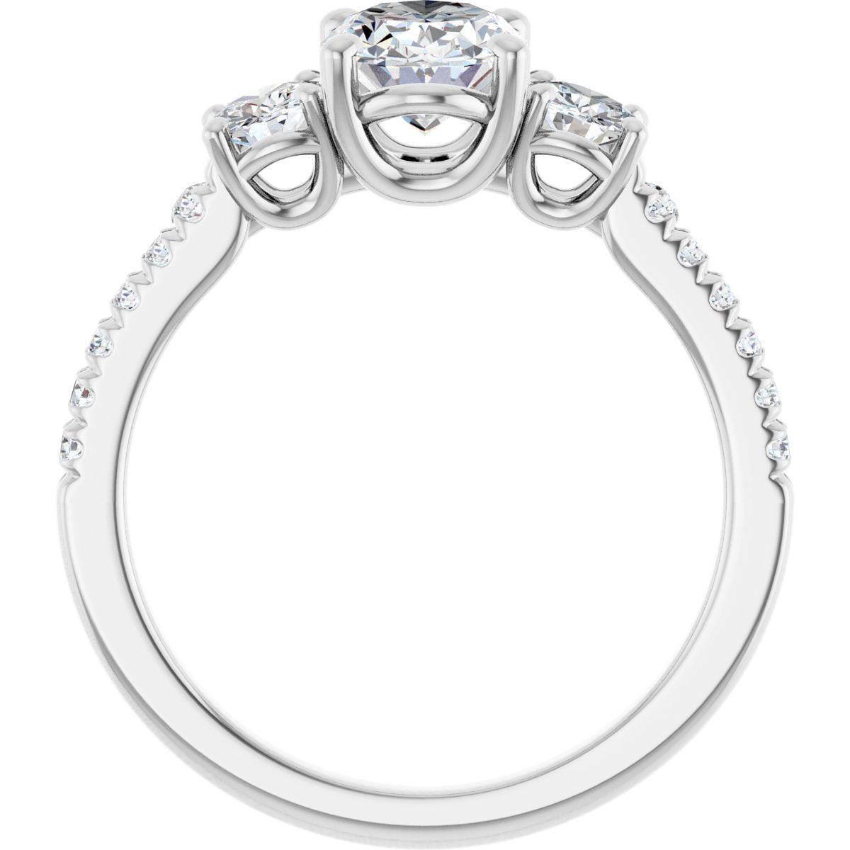 14K White Oval 1 ct Engagement Ring