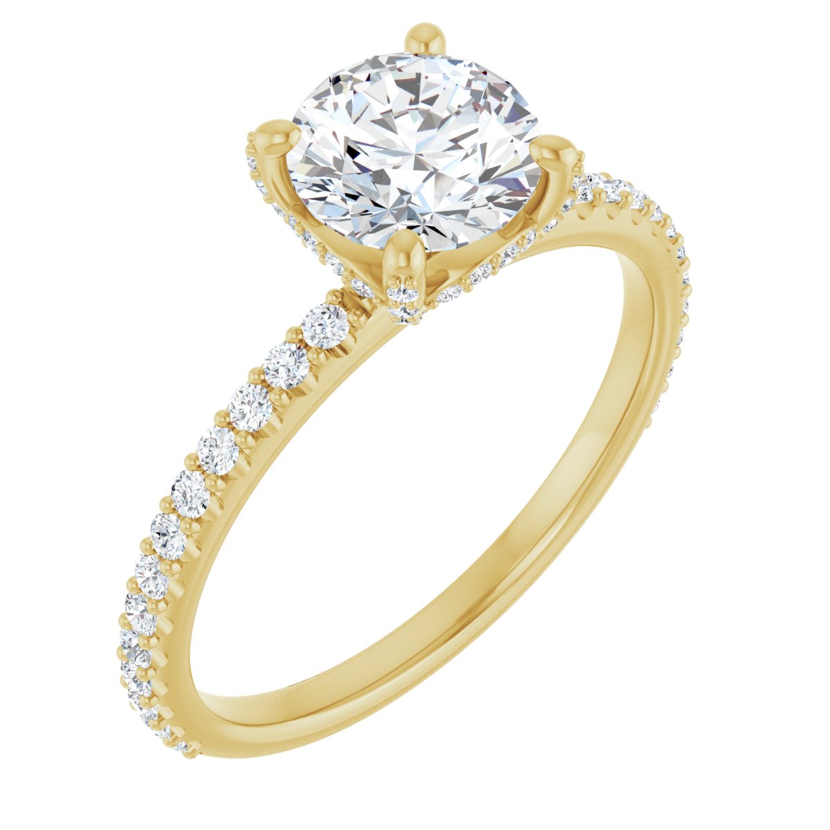 14K Yellow Round 1 ct Engagement Ring