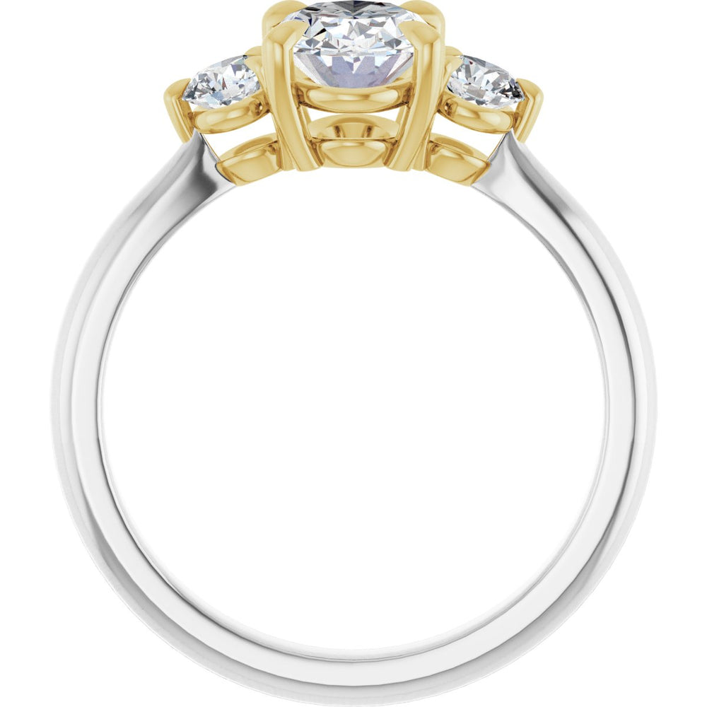 14K White/Yellow Oval 1 ct Engagement Ring