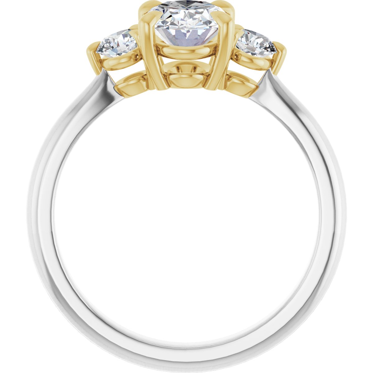 14K White/Yellow Oval 1 ct Engagement Ring