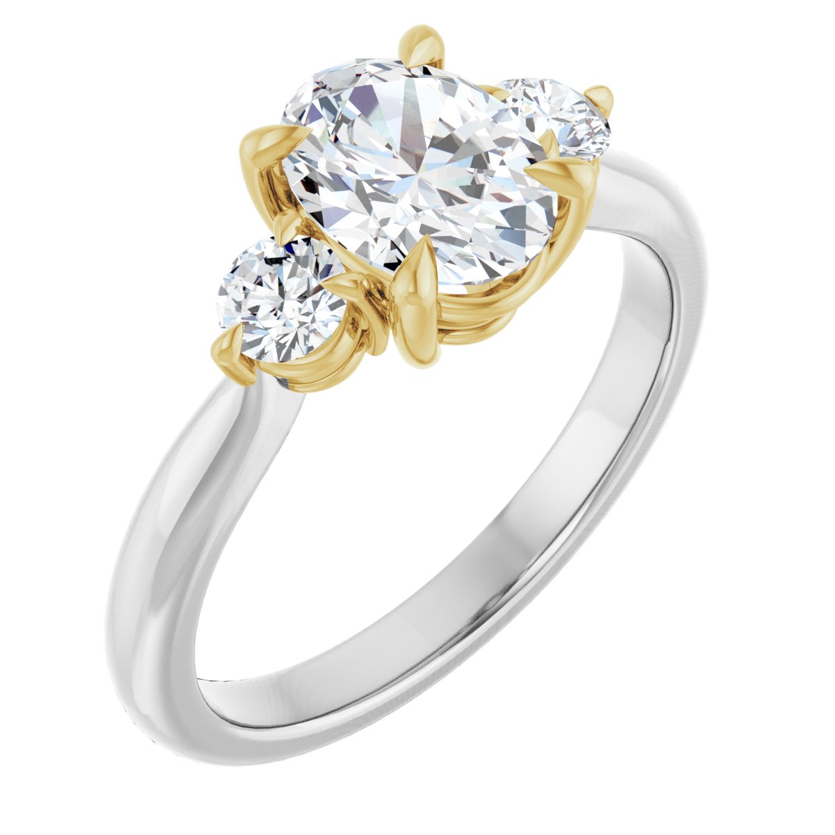 14K White/Yellow Oval 1 ct Engagement Ring
