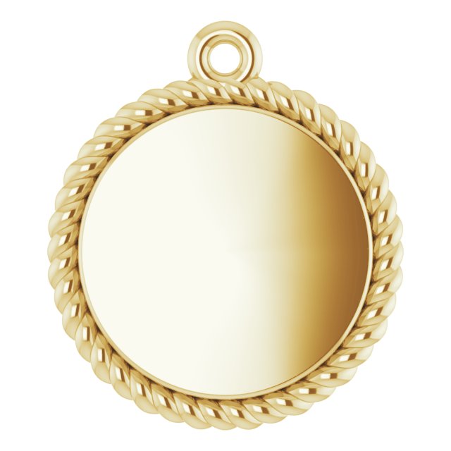 14K Yellow Gold Engravable Round Rope Charm/Pendant
