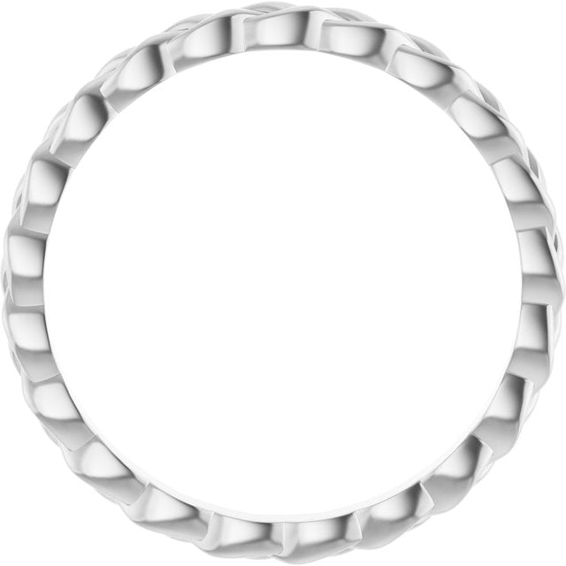 14K White 2 mm Woven-Design Band Size 7
