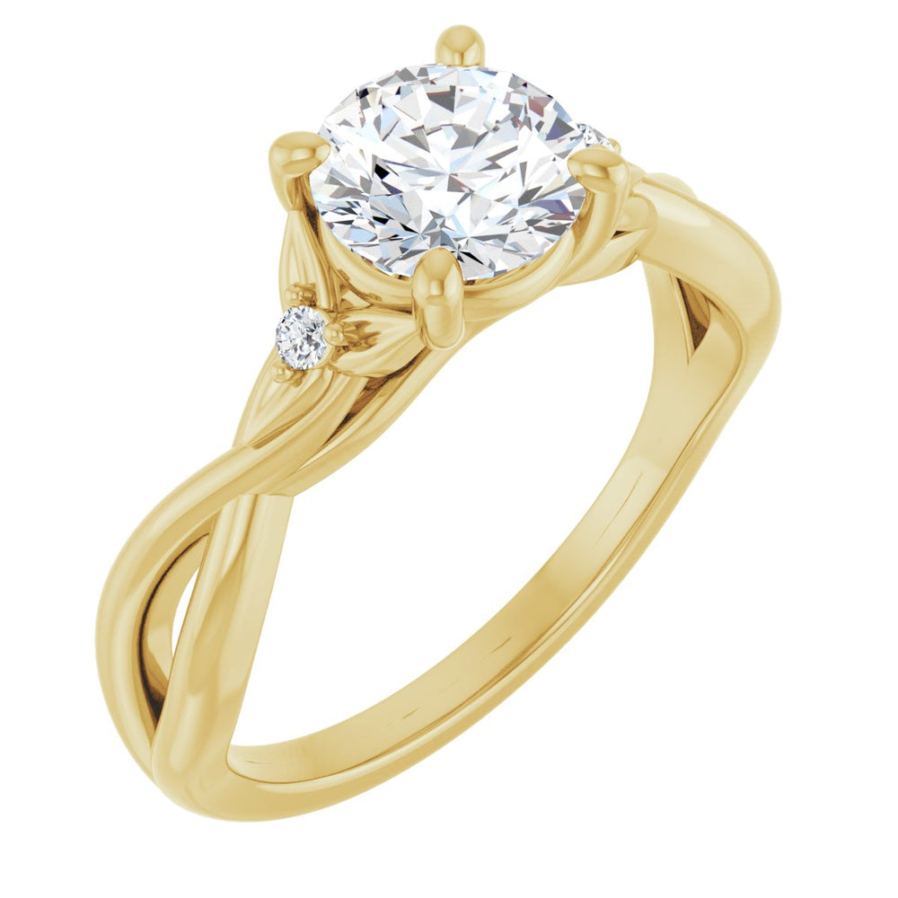 14K Yellow Round 1 ct Engagement Ring