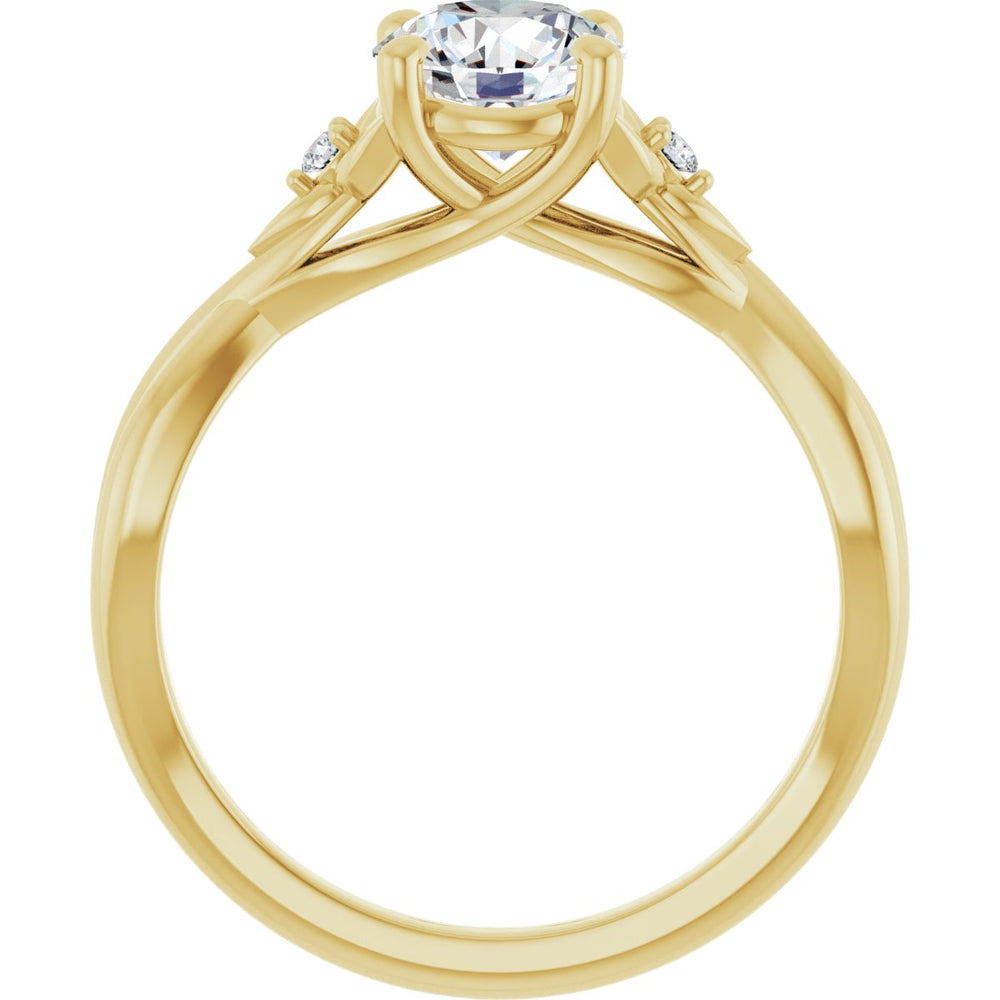 14K Yellow Round 1 ct Engagement Ring