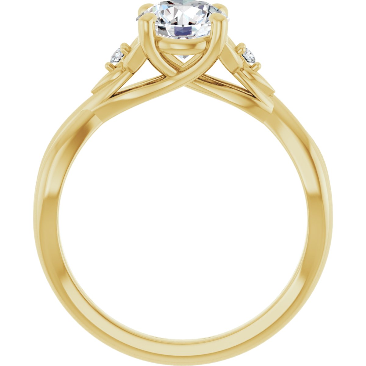 14K Yellow Round 1 ct Engagement Ring