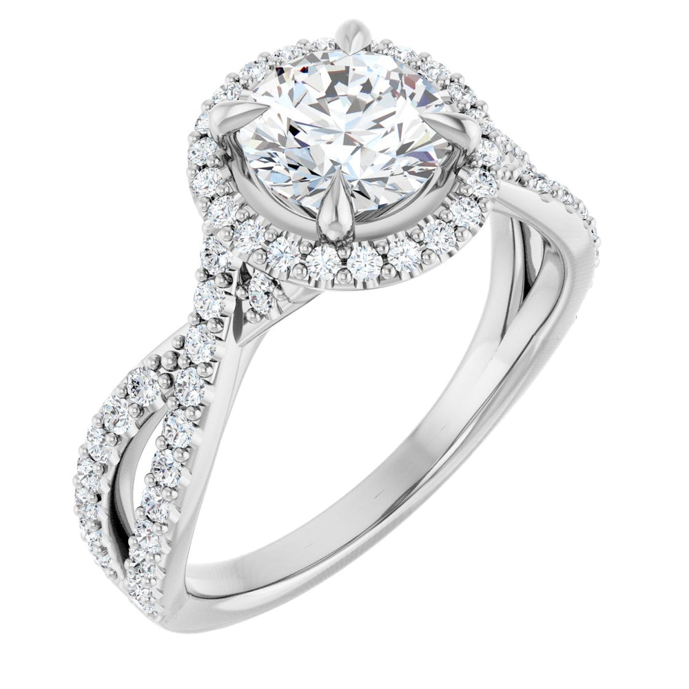 14K White Round 1 ct Engagement Ring