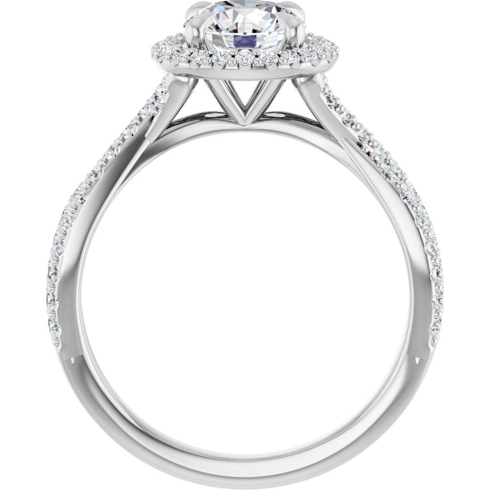 14K White Round 1 ct Engagement Ring