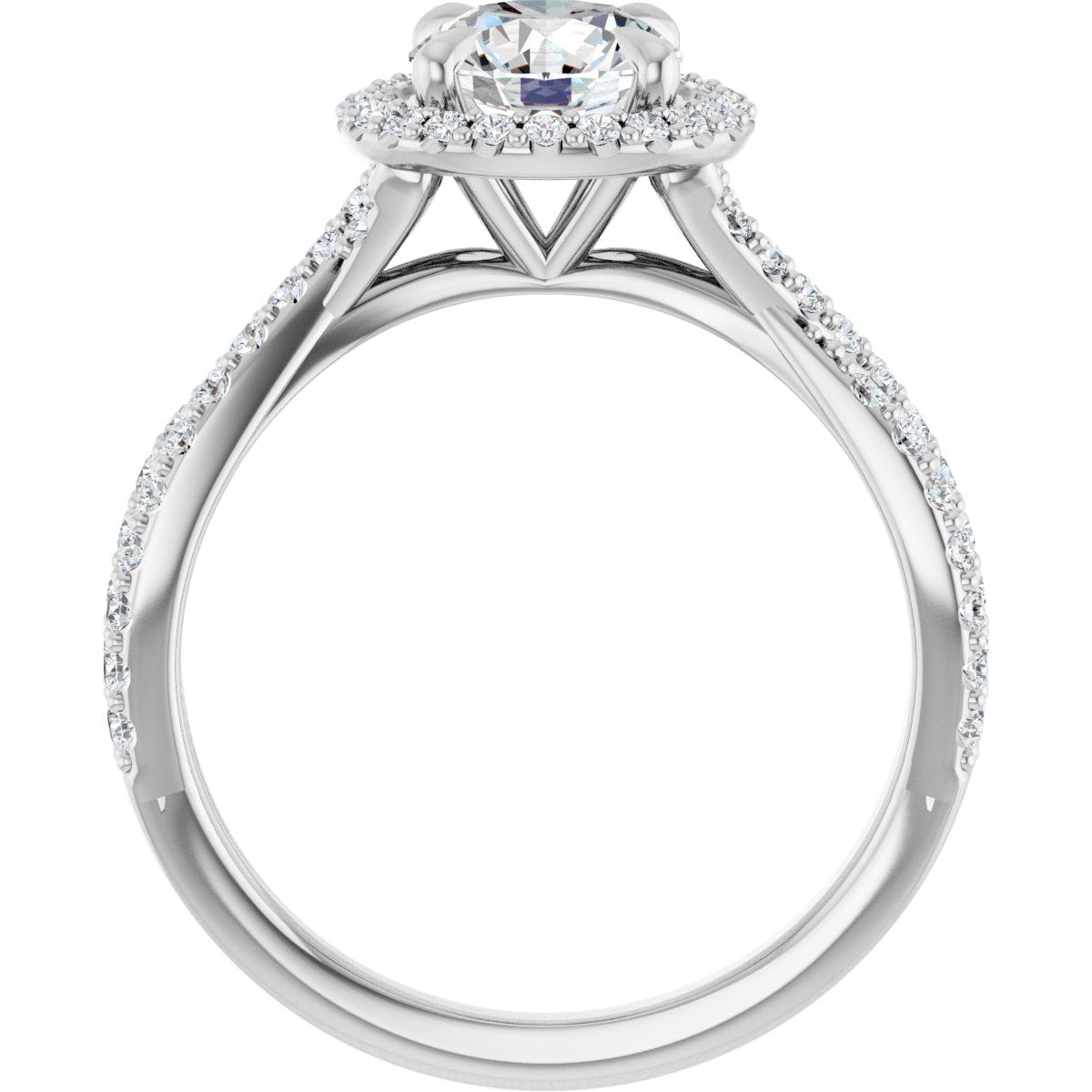 14K White Round 1 ct Engagement Ring
