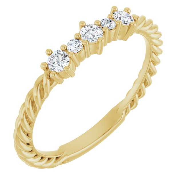 14K Yellow 1/5 CTW Natural Diamond Rope Anniversary Band