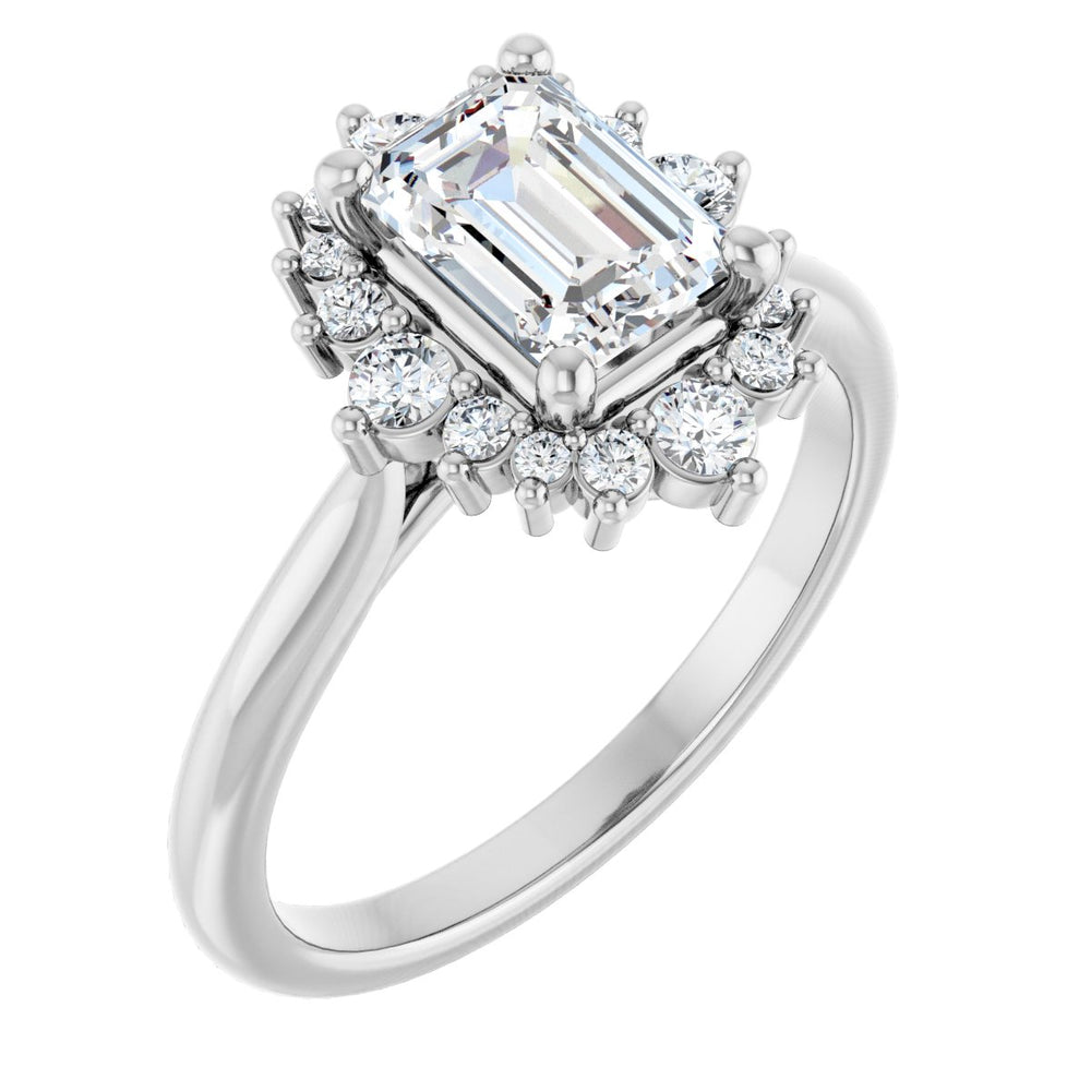 14K White Emerald 1 1/4 ct Engagement Ring