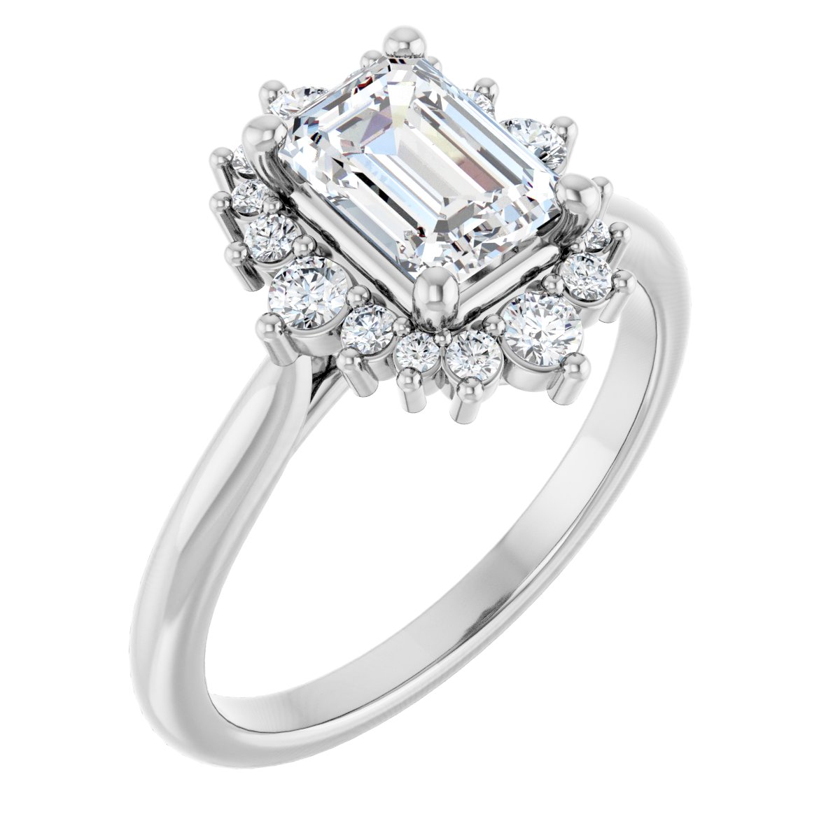 14K White Emerald 1 1/4 ct Engagement Ring