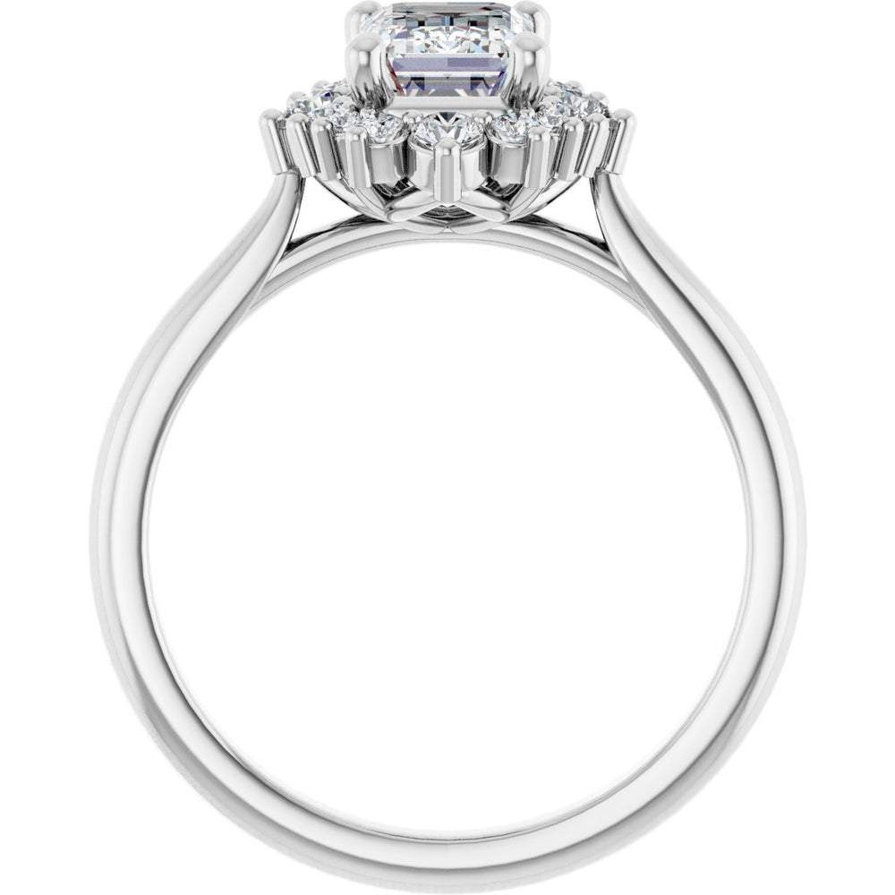 14K White Emerald 1 1/4 ct Engagement Ring