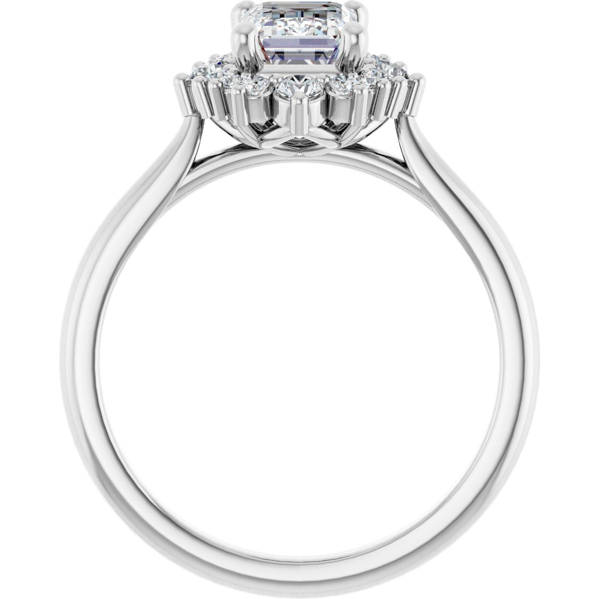 14K White Emerald 1 1/4 ct Engagement Ring