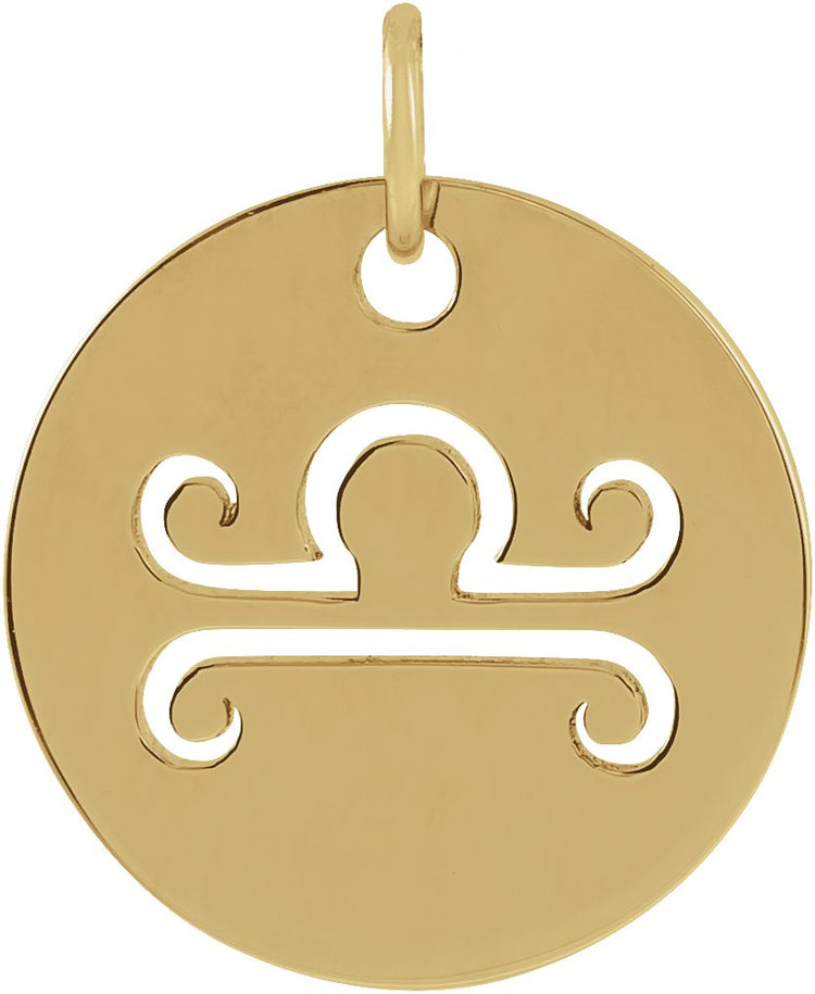 14K Yellow Gold 16.5 mm Libra Zodiac Disc Charm/Pendant
