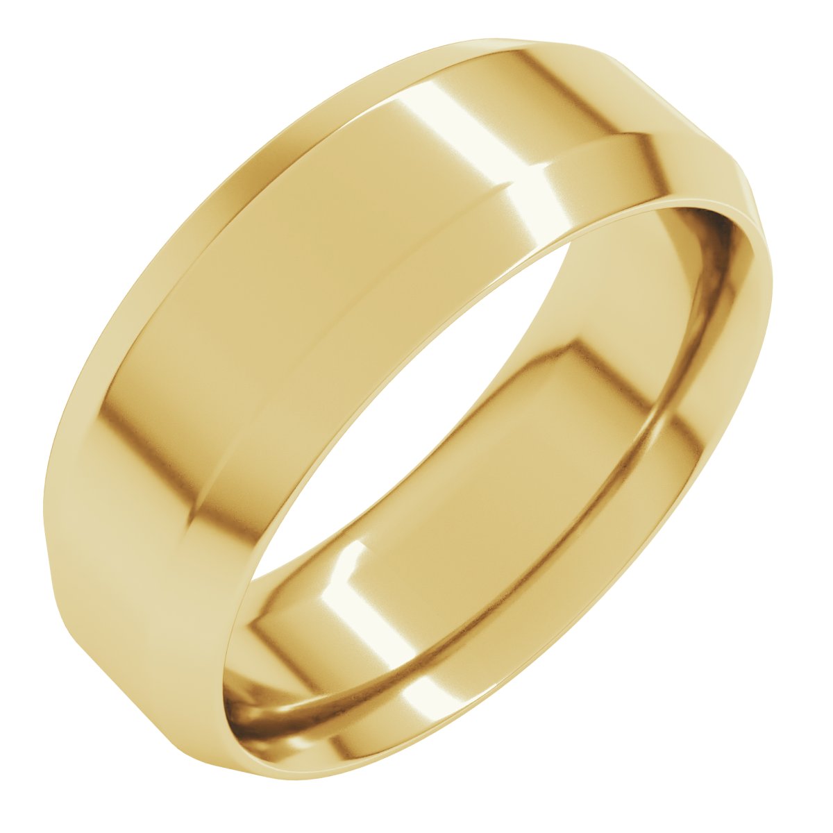 14K Yellow Gold 7 mm Beveled-Edge Comfort-Fit Flat Band