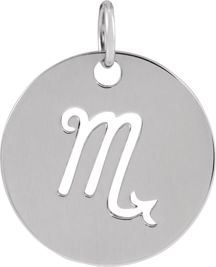 Sterling Silver 16.5 mm Scorpio Zodiac Disc Charm/Pendant
