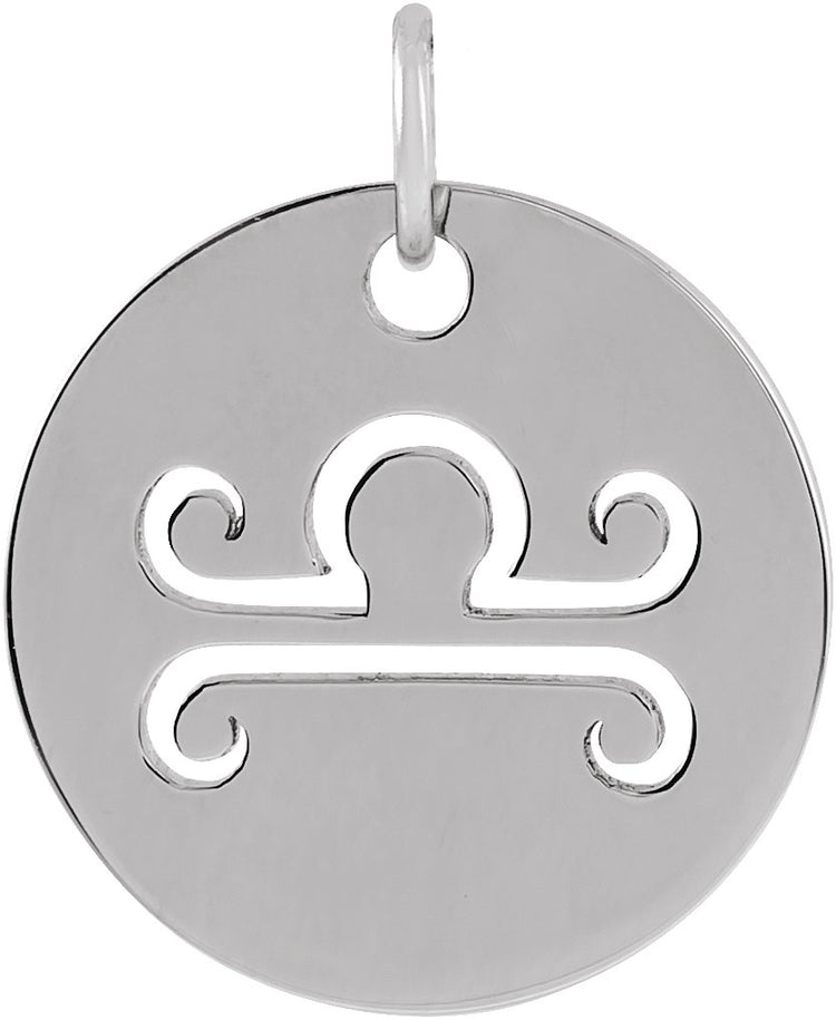 Sterling Silver 16.5 mm Libra Zodiac Disc Charm/Pendant