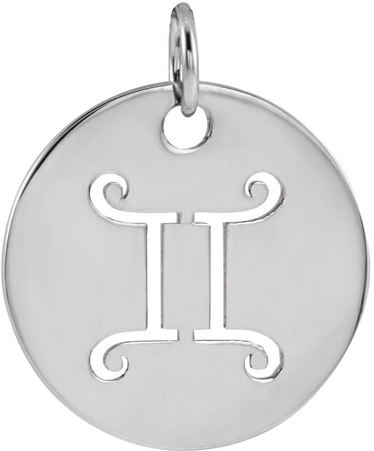 Sterling Silver 16.5 mm Gemini Zodiac Disc Charm/Pendant