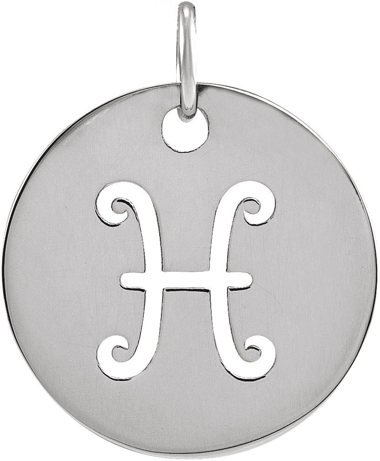 Sterling Silver 16.5 mm Pisces Zodiac Disc Charm/Pendant
