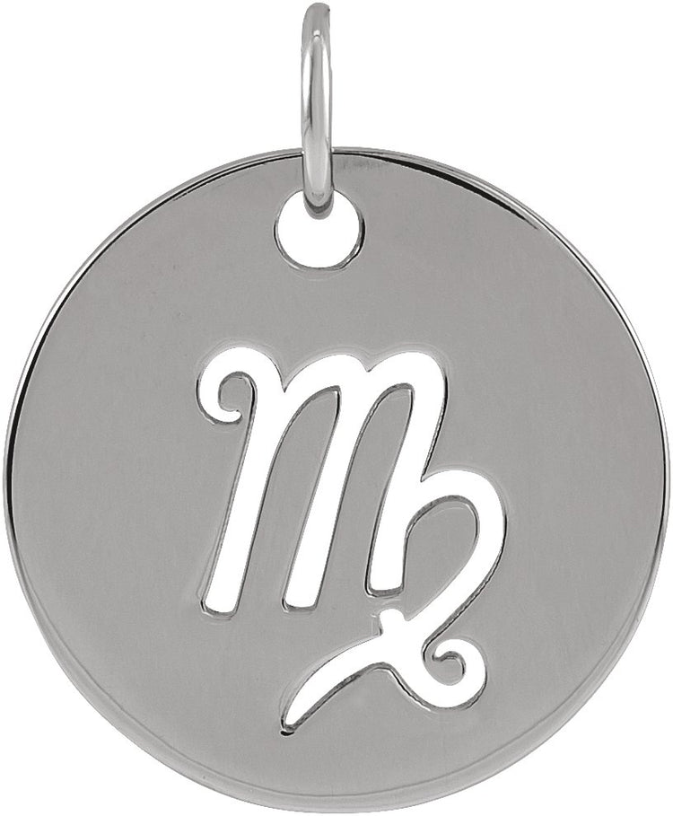 Sterling Silver 16.5 mm Virgo Zodiac Disc Charm/Pendant