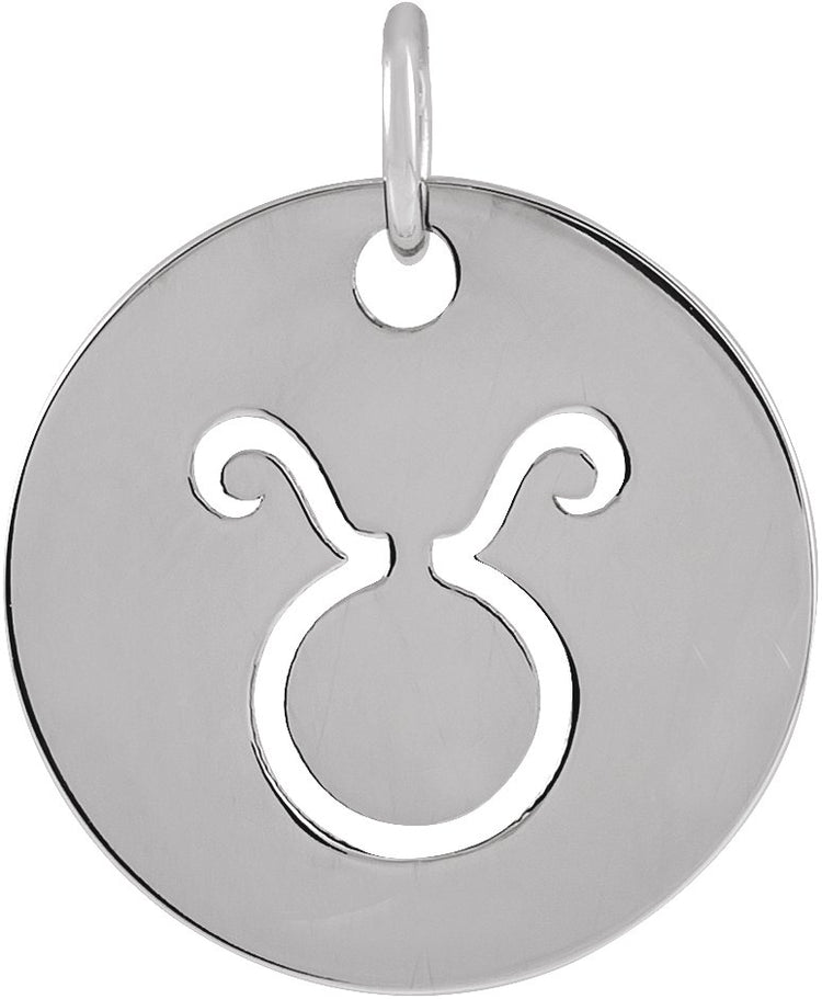 Sterling Silver 16.5 mm Taurus Zodiac Disc Charm/Pendant