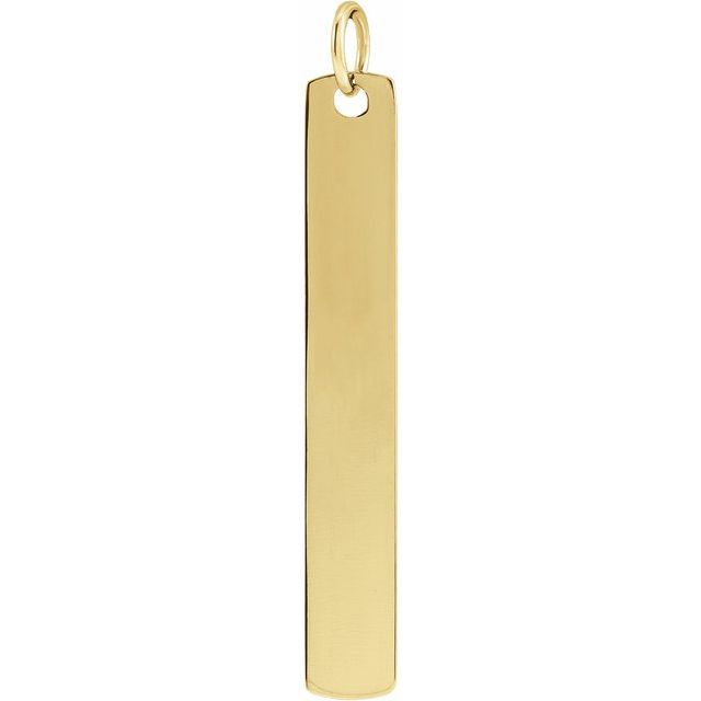33 × 4.5 mm Engravable Rectangle Bar Pendant in 14K Yellow Gold