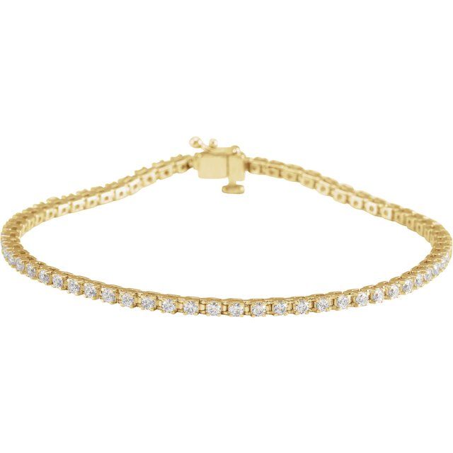 2 ctw Lab-Grown Diamond Line Bracelet, 14K Yellow Gold, 7 1/4 in