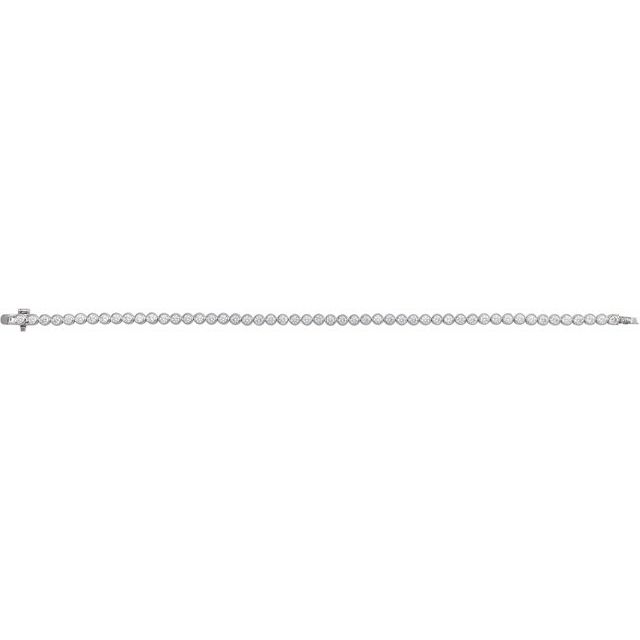 3 1/2 ctw Lab-Grown Diamond Bezel-Set Bracelet, 14K White Gold, 7 in — view 3
