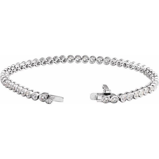 3 1/2 ctw Lab-Grown Diamond Bezel-Set Bracelet, 14K White Gold, 7 in — view 2