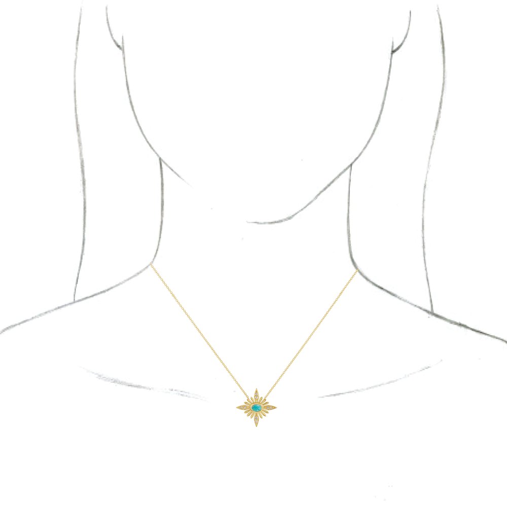 
                  
                    14K Yellow Natural Turquoise & .08 CTW Natural Diamond 16-18" Necklace
                  
                