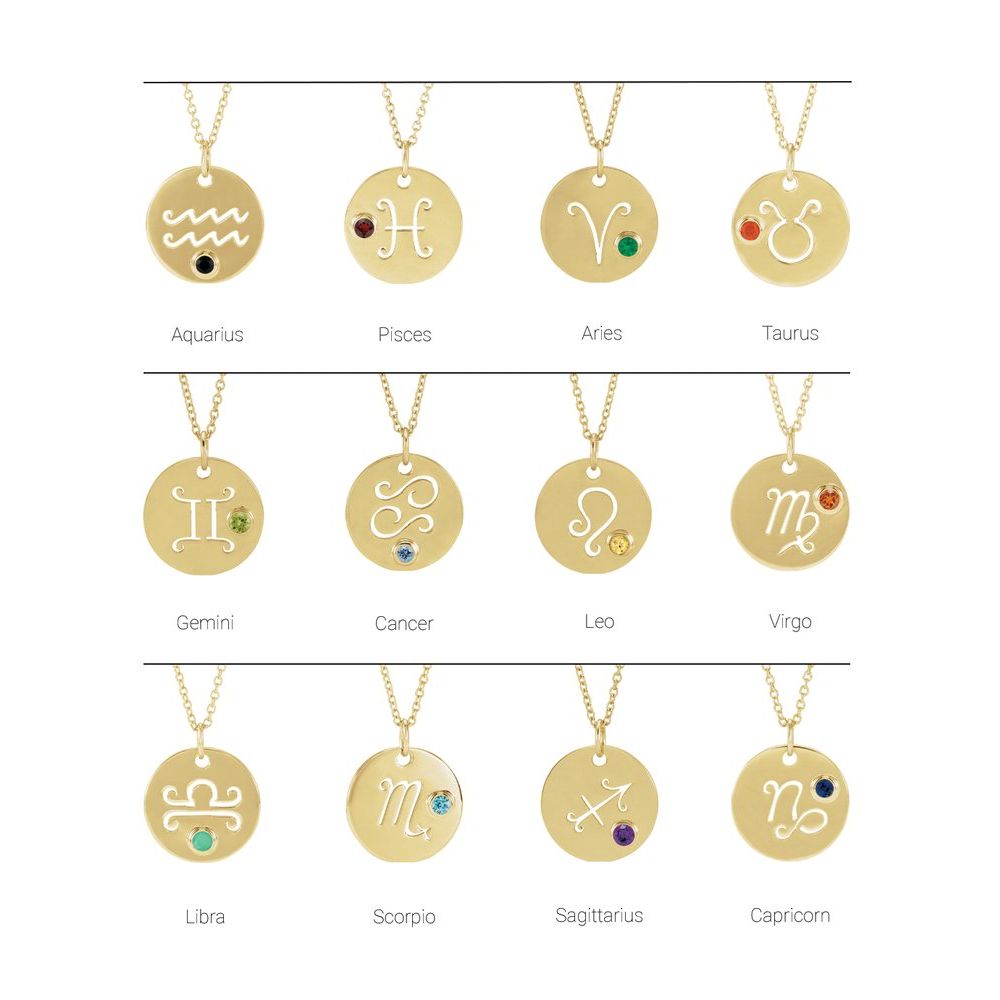 
                  
                    14k Yellow Zodiac Disc Necklace
                  
                