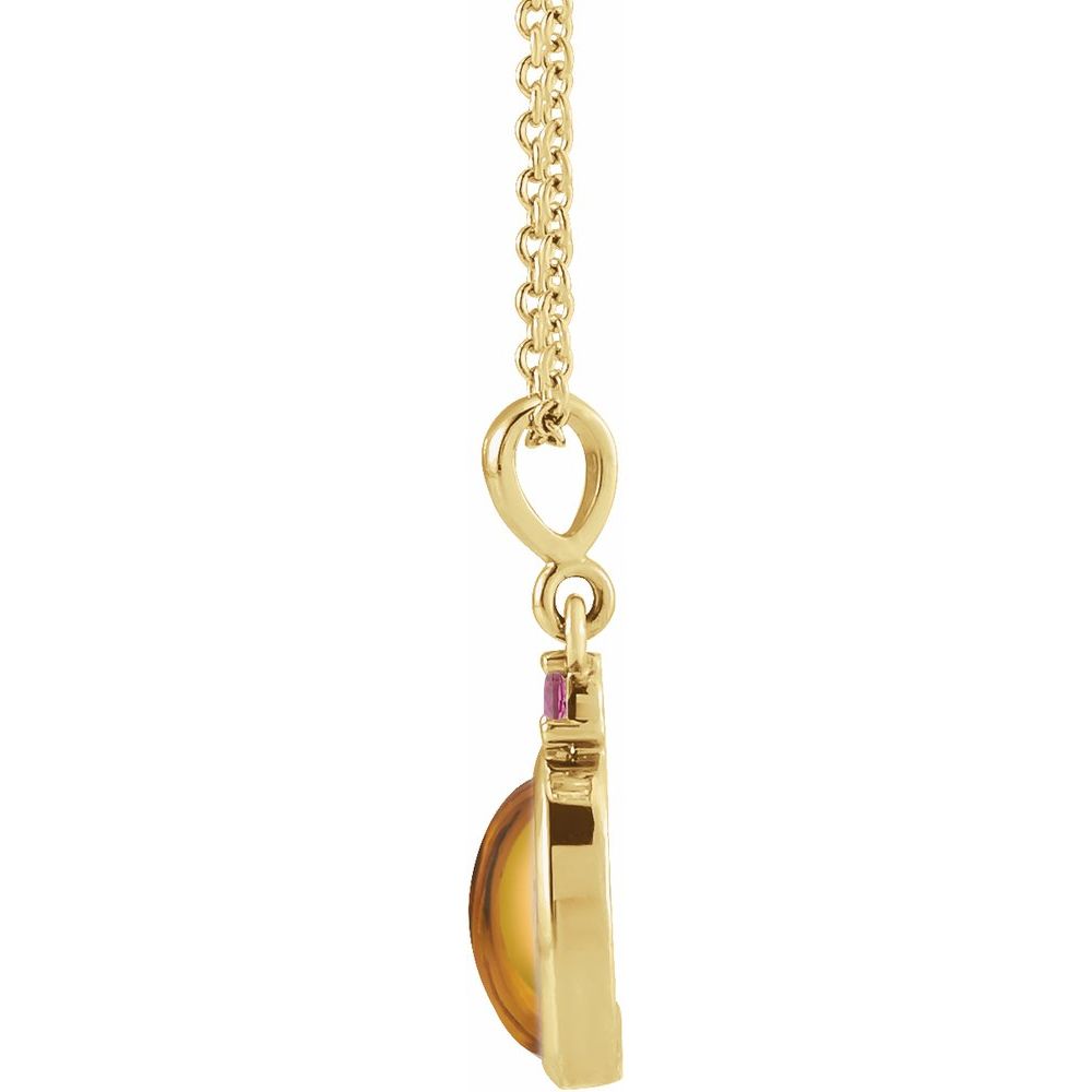 14K Yellow 5x3 mm Natural Citrine & Natural Pink Tourmaline 16-18" Necklace