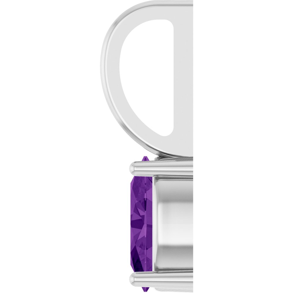 Sterling Silver 6x4 mm Natural Amethyst Charm/Pendant