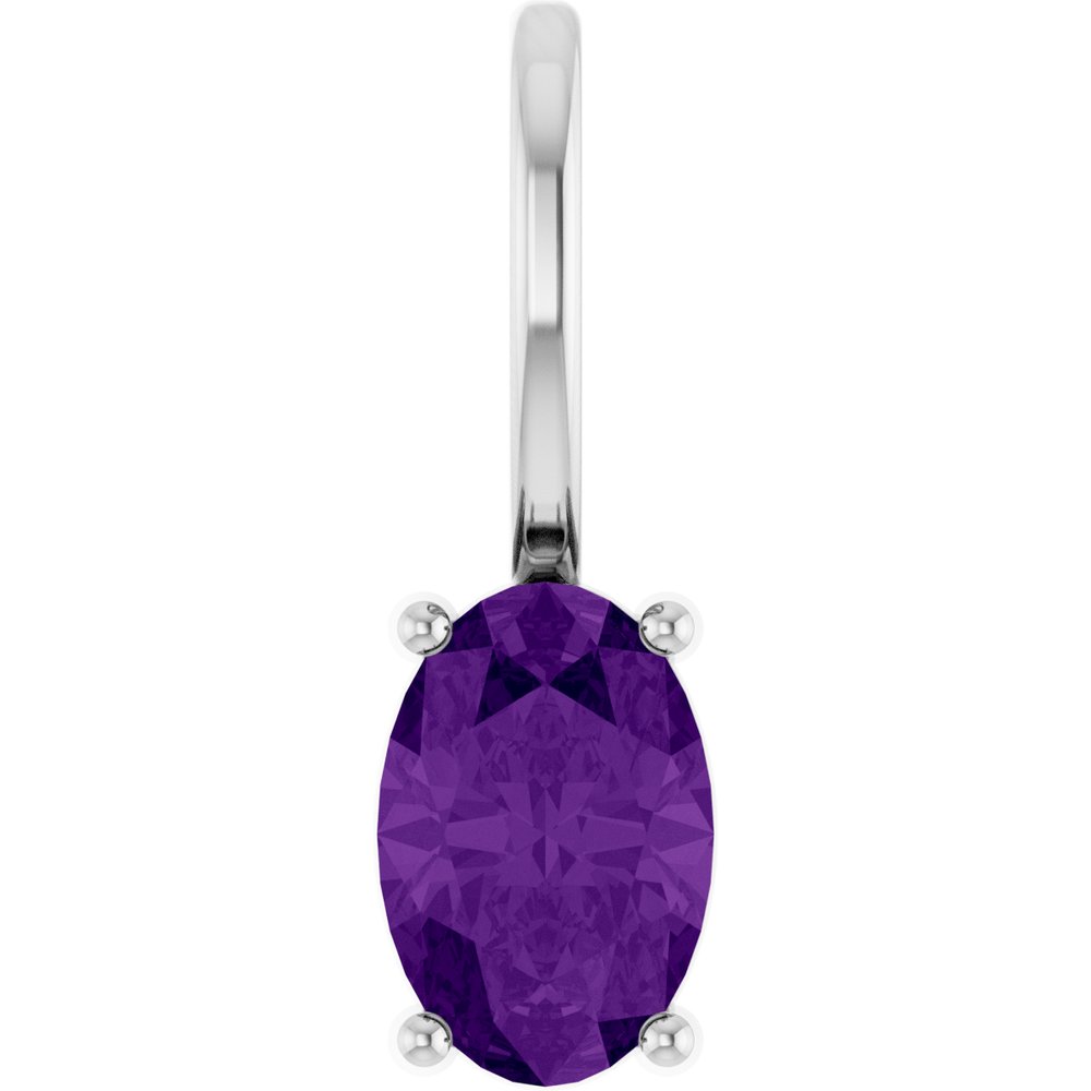 Sterling Silver 6x4 mm Natural Amethyst Charm/Pendant