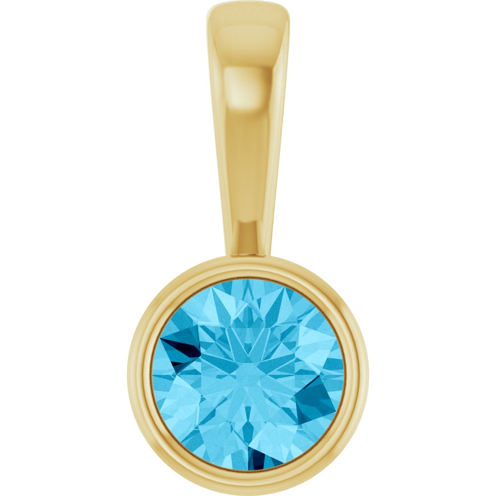 6 mm Natural Aquamarine Round Charm/Pendant in 14K Yellow Gold