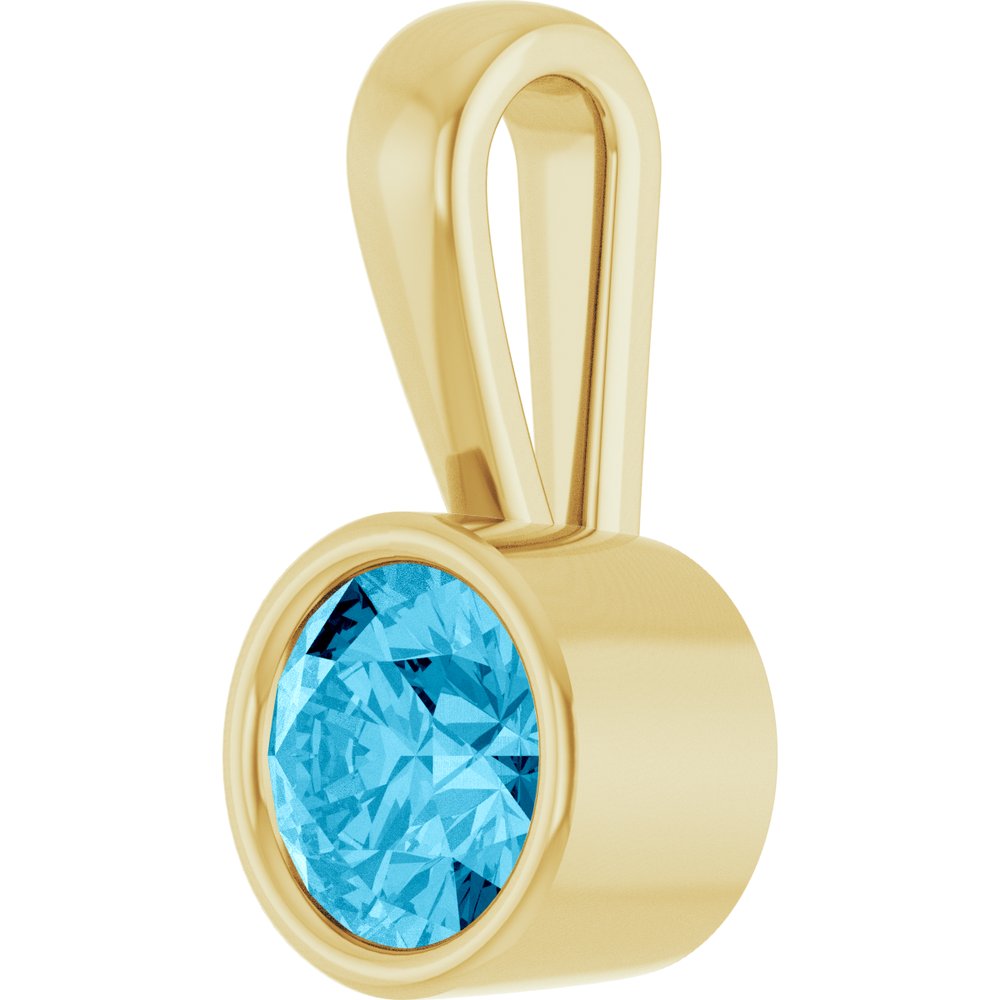 6 mm Natural Aquamarine Round Charm/Pendant in 14K Yellow Gold
