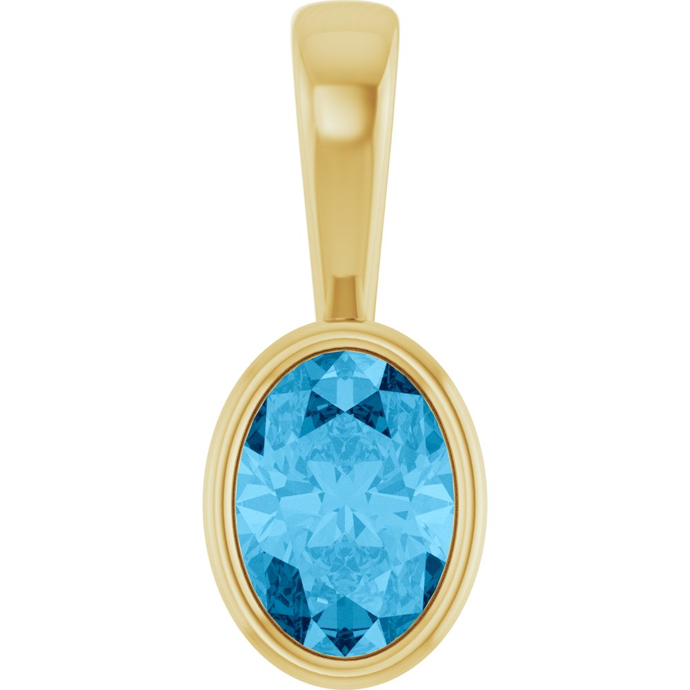 7 × 5 mm Natural Swiss Blue Topaz Oval Charm/Pendant in 14K Yellow Gold