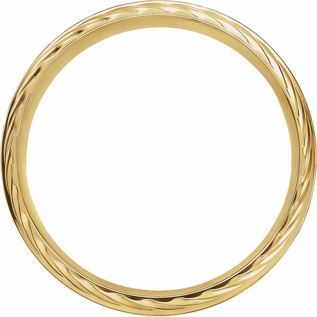 14K Yellow 6 mm Single Sided Rope Stepped-Edge Comfort-Fit Flat Band Size 10
