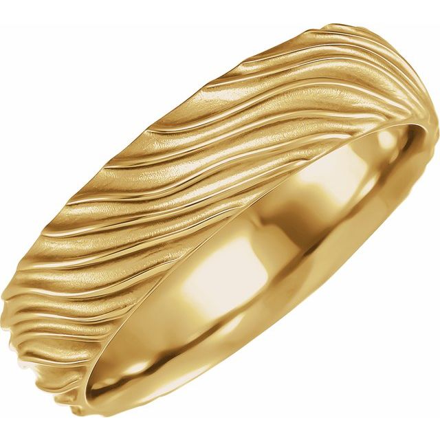 14K Yellow 6 mm Textured Band Size 10
