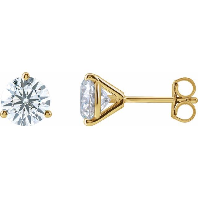 3 ctw Lab-Grown Diamond Three-Prong Stud Earrings in 14K Yellow Gold