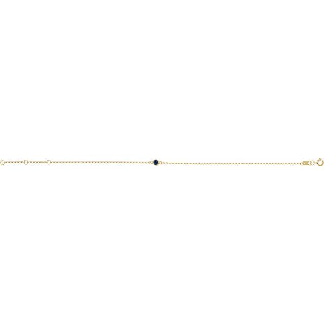 14K Yellow Natural Blue Sapphire Bezel-Set Solitaire 6 1/2-7 1/2" Bracelet
