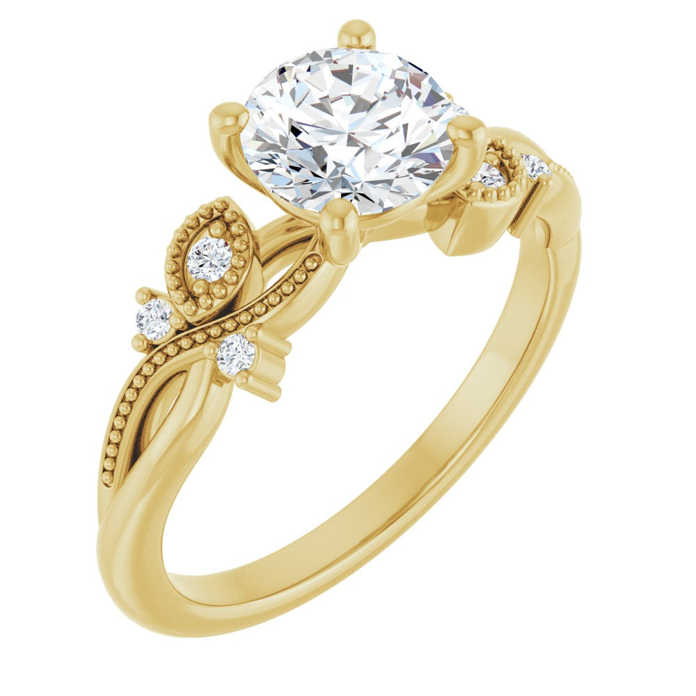 14K Yellow Round 1 ct Engagement Ring