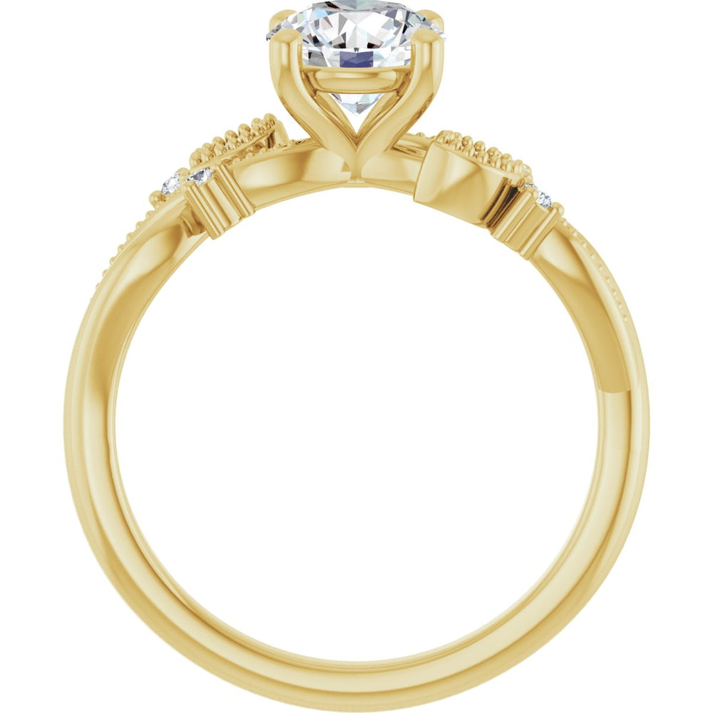 14K Yellow Round 1 ct Engagement Ring