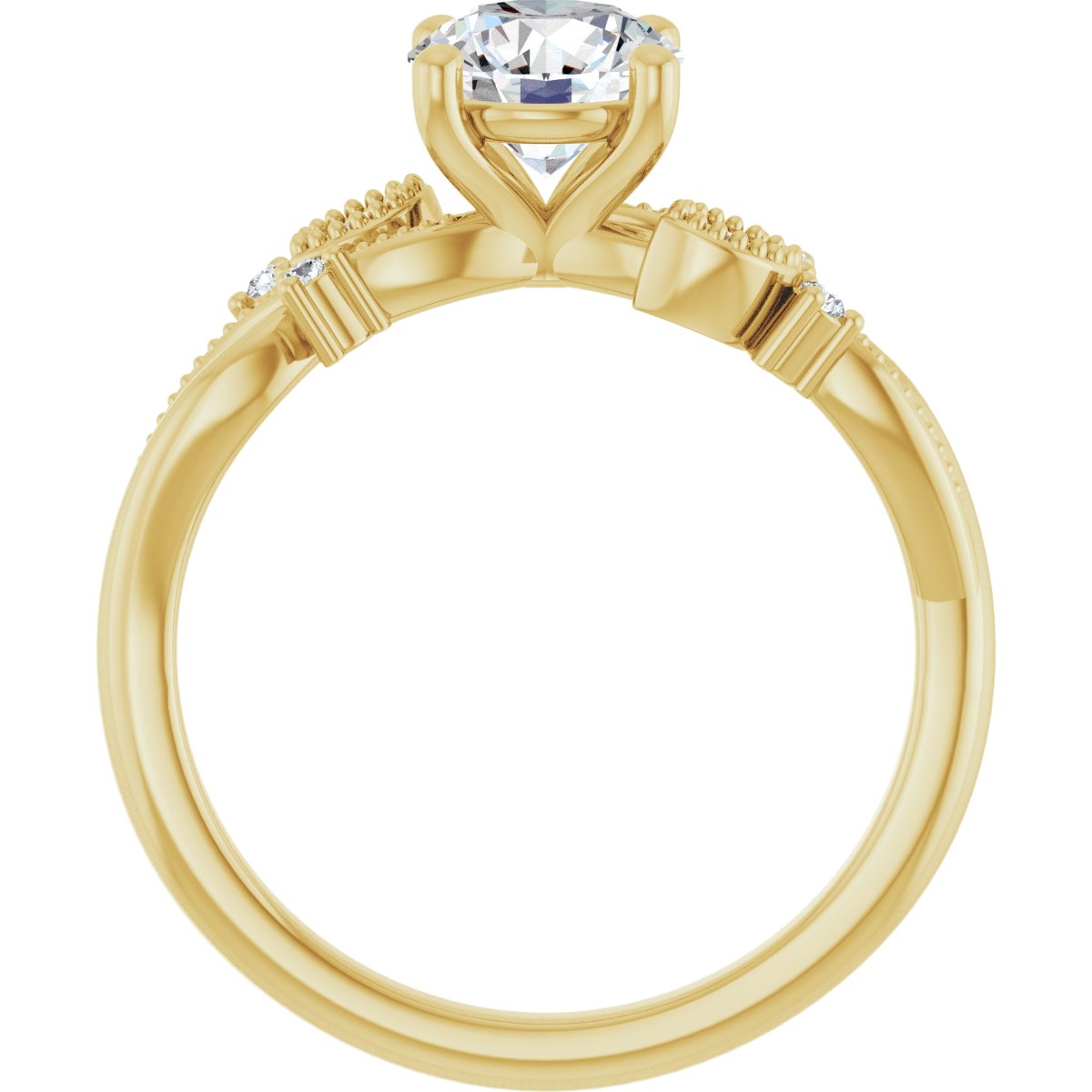 14K Yellow Round 1 ct Engagement Ring