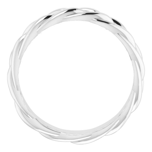 14K White 6 mm Woven-Design Band Size 10