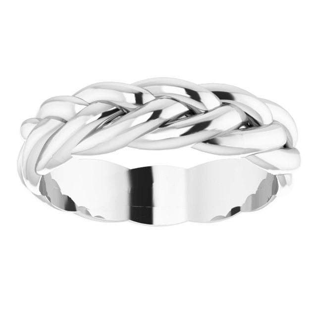 
                  
                    14K White 6 mm Woven-Design Band Size 10
                  
                